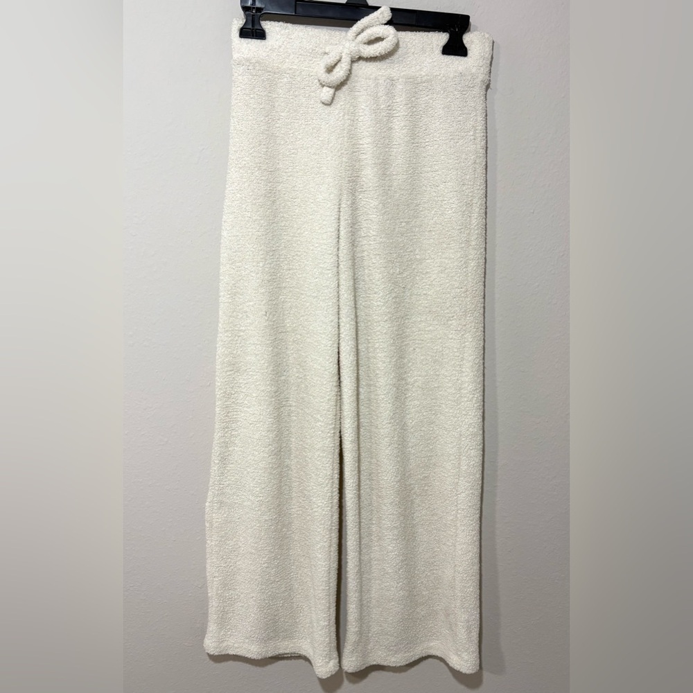 Gilly Hicks Cozy Bouclé Wide-Leg Lounge Pants – Cream – XS